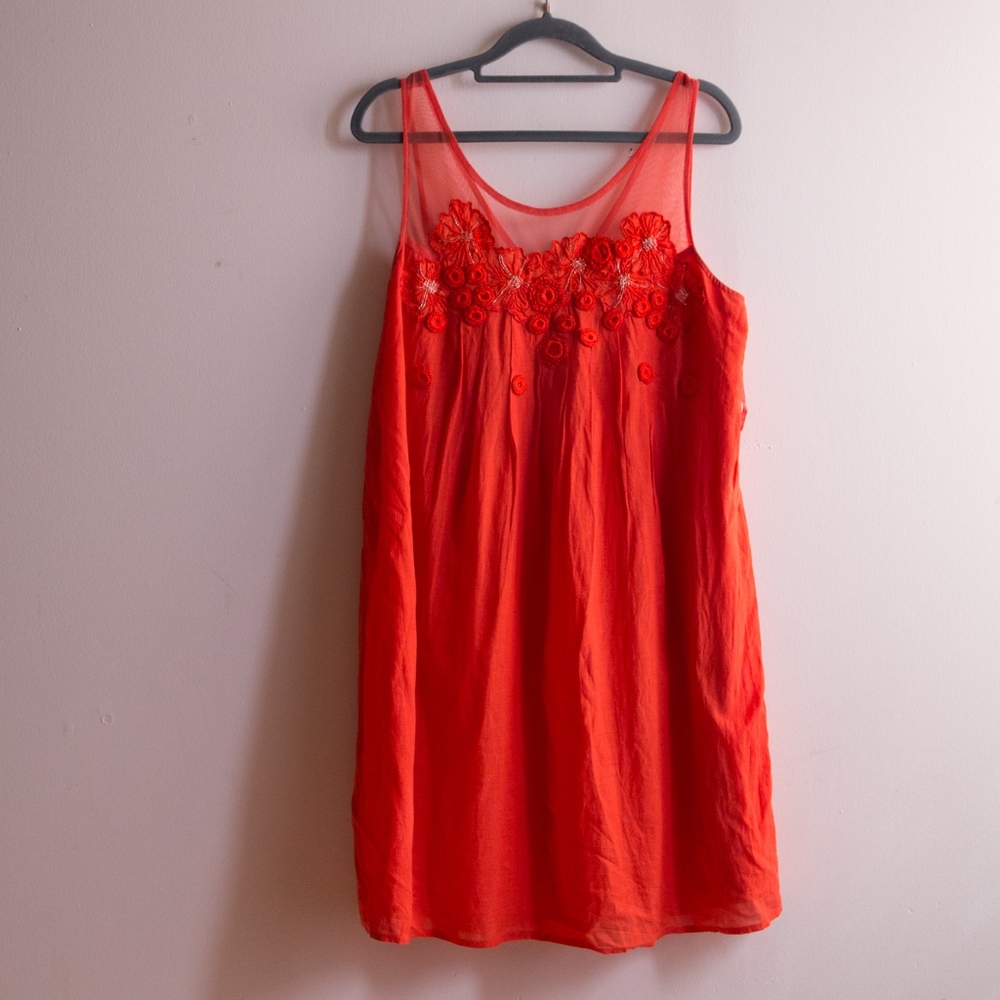 Anthropologie Boho Embroidered Orange Dress - Picture 1 of 4